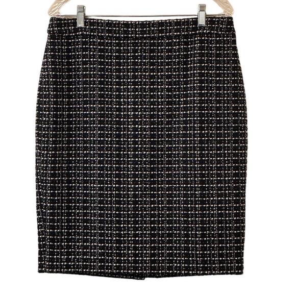Ann Taylor Dresses & Skirts - Ann Taylor Black and White Wool Tweed Straight Pencil Skirt Size 10